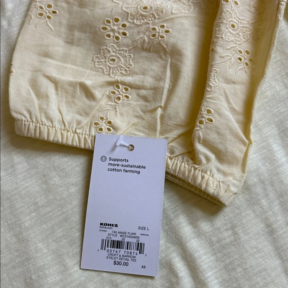 Croft & Barrow Light Yellow Long Sleeve Top - Picture 3 of 3